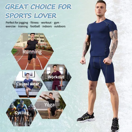 Vista 5 de WRAGCFM Men's Compression Shirts Short Sleeve Athletic Workout Undershirts Quick Dry Base Layer Sports T-Shirts Running Tops