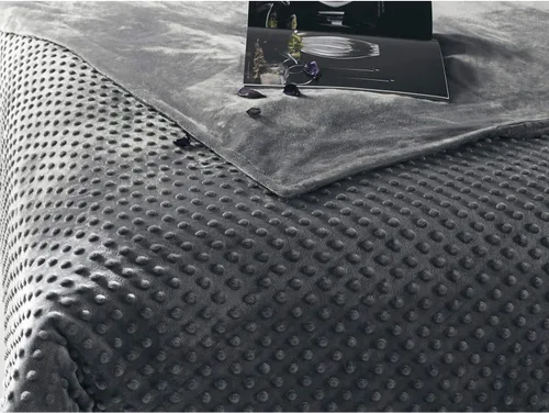 Vista 5 de RelaxBlanket - Funda de edredón 48 x 72 pulgadas para manta con peso Premium súper suave de tela minky con puntos Gris oscuro Punto gris oscuro