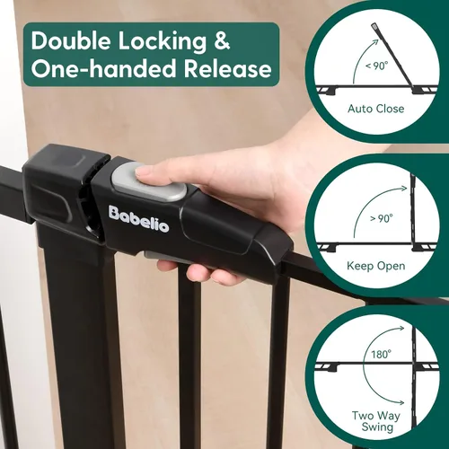 Vista 8 de BABELIO Extensor de puerta de metal para bebé/perro, extensión de puerta negra para mascotas de 2.75 pulgadas, accesorios extra anchos para puertas