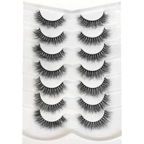 Vista 82 de Pooplunch - Pestañas postizas estilo ojo de gato, extensión de volumen 8D natural, finas, cortas, de visón sintético, tiras de pestañas postizas