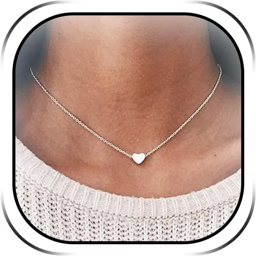 Vista 9 de YANCHUN Gargantilla en capas para mujer, collar apilado a la moda para mujer, gargantilla de círculo de estrella, corazón y estrella, regalos de 1