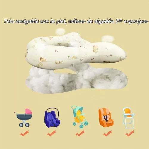 Vista 5 de Almohada para reposacabezas de bebé para cochecito de bebé, almohadas de apoyo para el cuello de dibujos animados para bebés, cojín de protección
