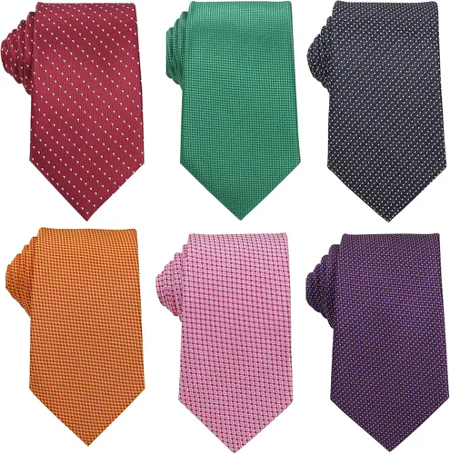 Vista 124 de WeiShang Lote de 6 corbatas clásicas de seda para hombre, corbatas tejidas jacquard
