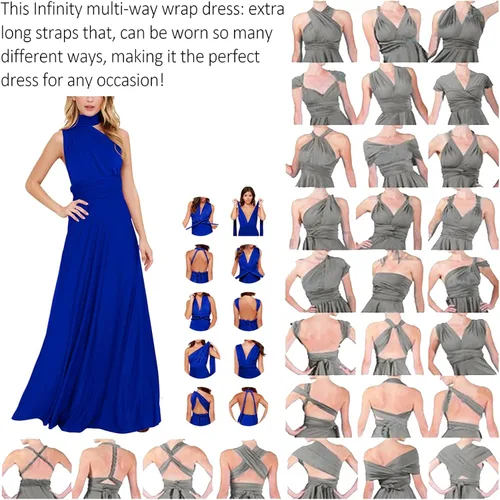 Vista 5 de A.dasi Vestido largo convertible de múltiples vías para mujer, sin espalda, vestido largo de cóctel