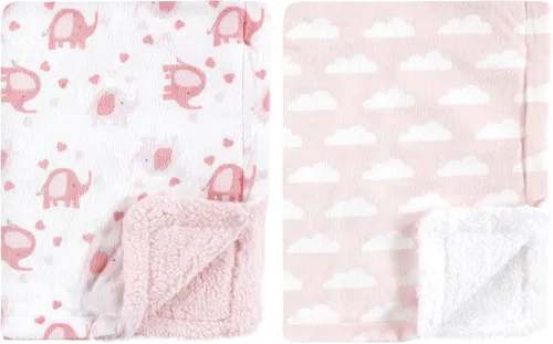Vista 9 de Luvable Friends - Manta afelpada unisex para bebé con reverso de sherpa, floral azul, talla única