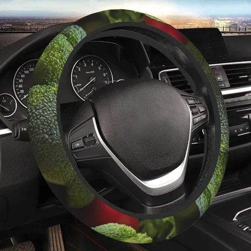 Vista 7 de Nutritious - Funda para volante con estampado de verduras, suave, antideslizante, funda elástica para volante de automóvil, protector universal