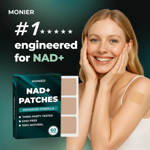 Vista 2 de MONIER Parches NAD para mujeres y hombres Parche NAD+ para energía y envejecimiento saludable con CoQ10 y nicotinamida Suministro para 60 días