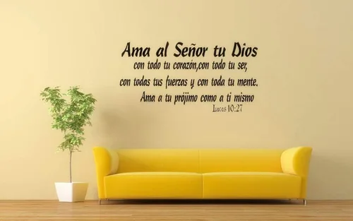 Vista 2 de Lucas 10:27, 11"x22" Vinilo por Pared, Ama Al Señor Tu Dios Con Todo Tu Corazón, Con Todo Tu Ser, Con Todas Tus Fuerzas Y Con Toda Tu Mente, Ama a