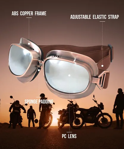 Vista 3 de Gafas CRG Sports estilo clásico de piloto de aviación para motocicleta crucero, tipo scooter T04 T04ST
