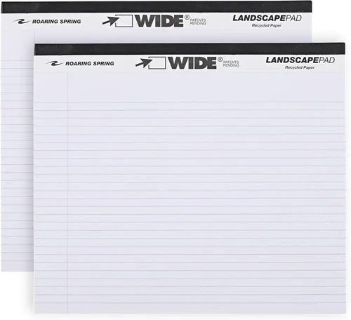 Vista 14 de ROARING SPRING Wide Landscape Legal Pad, amarillo canario, 2 blocs, 11 x 9.5 pulgadas, a rayas universitarias con margen, papel reciclado de 20