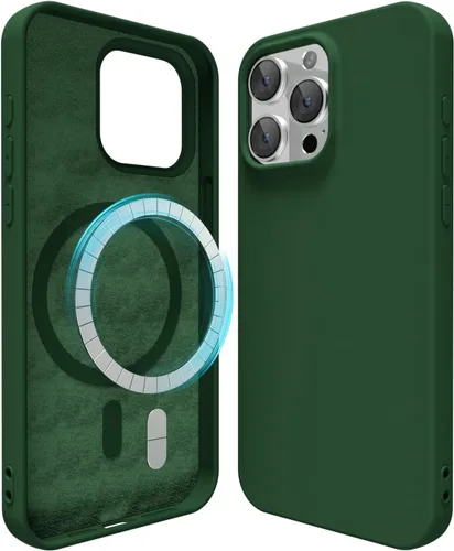 Vista 21 de oakxco Funda de silicona para iPhone 12 Pro Max, magnética, compatible con carga inalámbrica Magsafe, cubierta protectora de goma suave y delgada