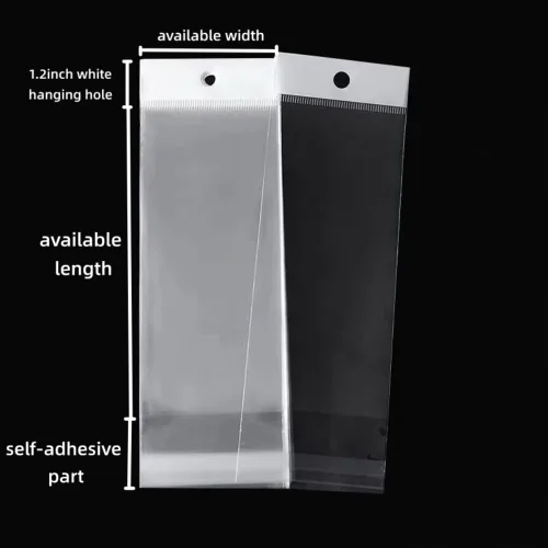 Vista 4 de PABCK - Paquete de 100 bolsas de embalaje autoadhesivas transparentes para el cabello de 4.13 x 21.6 pulgadas Self Sealing Poly Pouch Straight