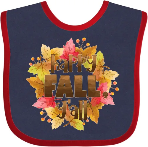 Vista 21 de inktastic Happy Fall, Y'all Fall Leaves Wreath Baby Bib