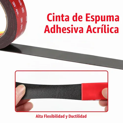 Vista 7 de Cinta de doble cara resistente, cinta de espuma de montaje impermeable, 16.5 pies de largo, 0.4 pulgadas de ancho, cinta adhesiva resistente a altas