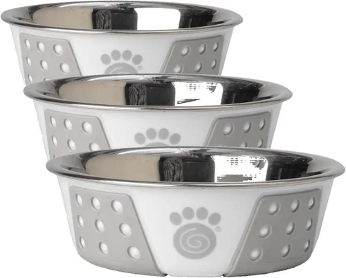 Vista 7 de PetRageous 15002 Fiji - Tazón para perro de acero inoxidable antideslizante apto para lavavajillas, capacidad de 6.5 tazas, 8.5 pulgadas
