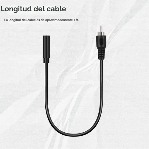Vista 4 de Paquete de 2 adaptadores de enchufe macho de 0.138 in de 1/8 pulgadas, TS mono hembra a RCA macho, cable convertidor para altavoz, subwoofer, audio