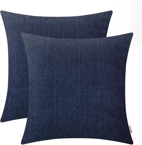 Vista 43 de BRAWARM Fundas de almohada 40x40 cm - Paquete de 2 fundas de almohada de chenilla negra, fundas de almohada de chenilla suave teñida sólida