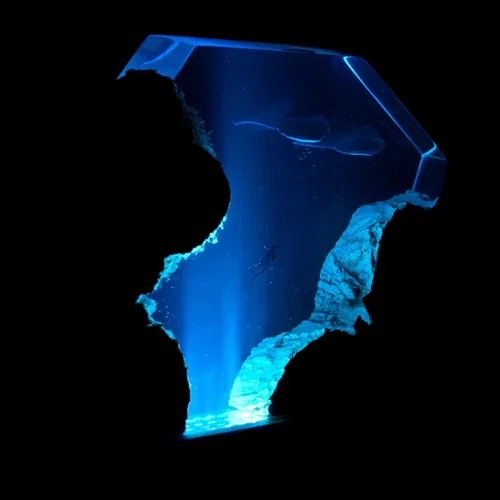 Vista 3 de Manta Rays and Diver, Scuba Resin Wood Lamp, Manta Rays Gift, Ocean Theme Diorama, Manta Rays Lamp, Ocean Lamp, Diver Lamp, Stringray Night Light