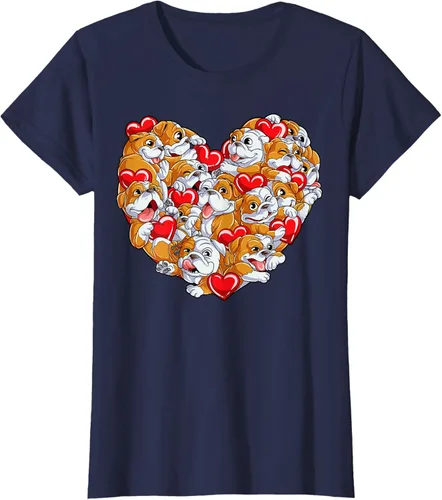 Vista 27 de Camiseta inglesa para el día de San Valentín con diseño de corazón y perro amante de los niños Negro