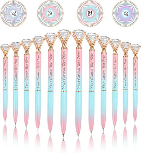 Vista 18 de STREADVE 12 bolígrafos personalizados con nombre, bolígrafo de diamante personalizado, grabado gratis, logotipo, texto, escritura suave, regalos