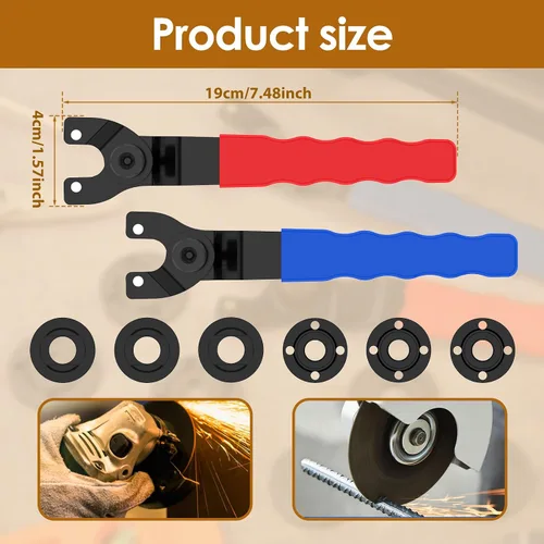 Vista 3 de Llave de amoladora angular universal ajustable con kit de tuerca de brida, llave de amoladora de tuerca de bloqueo, adecuada para amoladoras