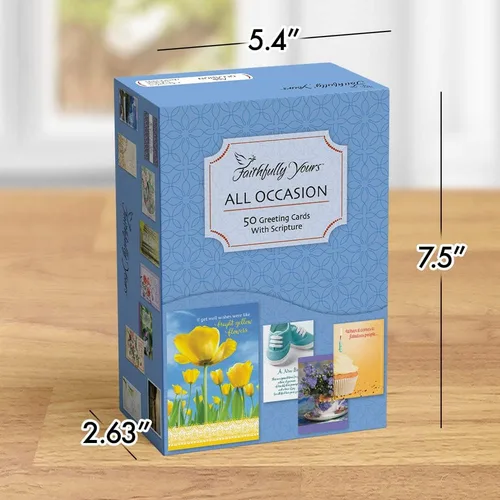 Vista 3 de Faithfully Yours Designer Greetings - Surtido de tarjetas inspiradoras en caja, "Of Good Courage" con versículos bíblicos de las Escrituras
