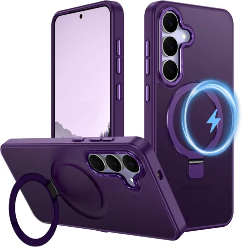 Vista 11 de Funda para Galaxy A17 5G, compatible con MagSafe, soporte magnético invisible para anillo de soporte, delgada, a prueba de golpes, translúcida Negro