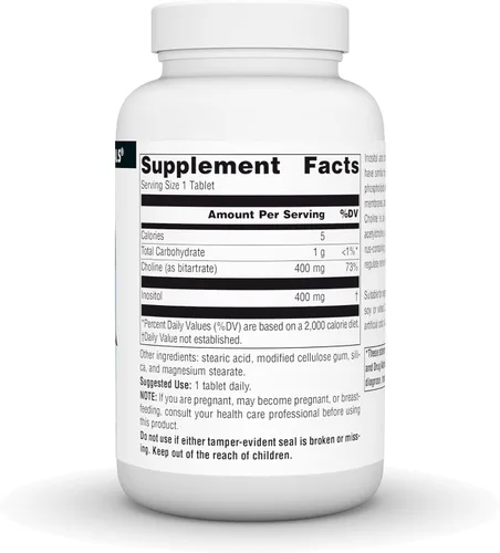 Vista 3 de Source Naturals Inositol y colina, apoya la función nerviosa saludable* - 800 mg -100 tabletas vegetarianas