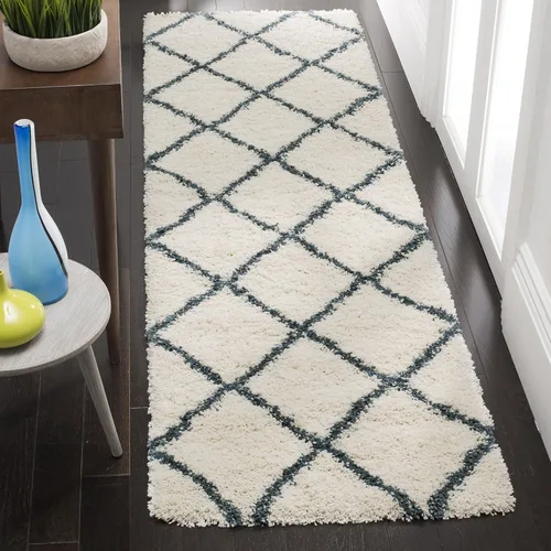 Vista 40 de SAFAVIEH Hudson Shag Collection - Alfombra decorativa de 2 x 3 pies, color beige y marfil, diseño moderno de enrejado, no desprende pelusa