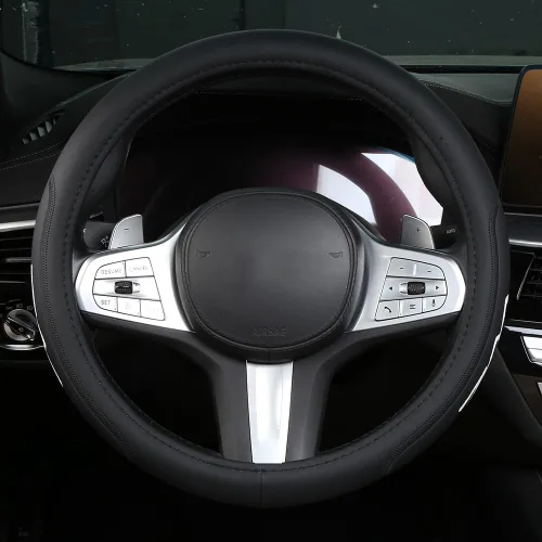 Vista 4 de Funda de cuero de microfibra para volante de 15 pulgadas, transpirable, compatible con Chrysler 300 300C/S, accesorios de automóvil