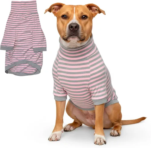 Vista 11 de Tooth & Honey Camisa para perros grandes, transpirable, de algodón y elastano, con cobertura completa debajo del vientre, para aliviar alergias
