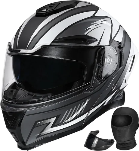 Vista 11 de Casco Moto Modular, Doble Visera Solar Antivaho y Visión 190°, Ventilación Multizona, Forro Extraíble Lavable, ABS Resistente DOT Homologado