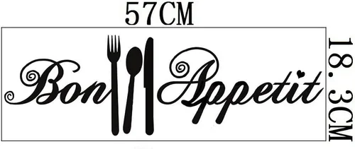 Vista 2 de Bon Appetit - Calcomanías de vinilo para cocina, azulejo, tenedor, cuchara, adhesivo de vinilo para cafetería, cafetería, tienda, restaurante, sala
