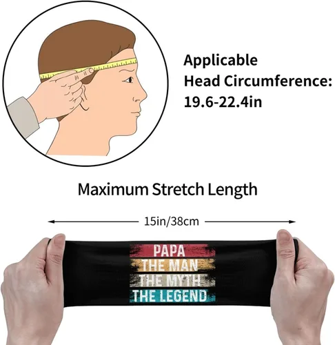 Vista 7 de Papa The Man The Myth The Legend Headband for Men Women Sports Sweatband for Fitness Exercise Moisture Wicking Running Yoga Hairbands