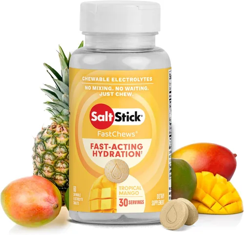 Vista 15 de SaltStick Electrolyte FastChews con cafeína – 60 tabletas masticables Citrus Burst – Tabletas de sal para correr e hidratar, masticables