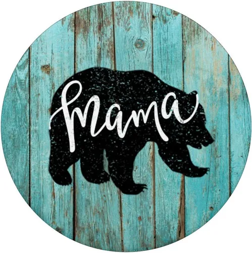 Vista 3 de Mama Bear – Tabla de madera rústica con diseño de oso turquesa, para regalo de granja – PopSockets Grip y soporte para teléfonos y tabletas