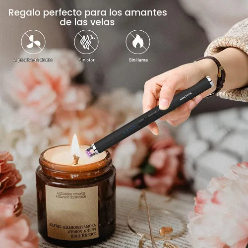 Vista 2 de ARECTECH Encendedor Eléctrico de Velas Recargable de Arco de Plasma Resistente al Viento para Velas Navidad Cocina Regalo de Cumpleaños para Mamá
