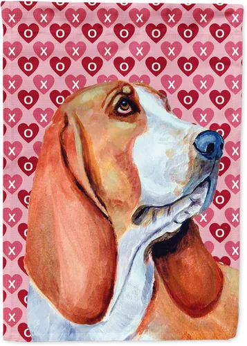 Vista 156 de Caroline's Treasures SS4484GF Bandera de jardín con diseño de bulldog inglés y corazones para el Día de San Valentín, bandera decorativa para patio