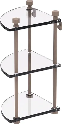 Vista 5 de Allied Brass FT-6 Foxtrot Collection - Estante esquinero de cristal de tres niveles, bronce antiguo