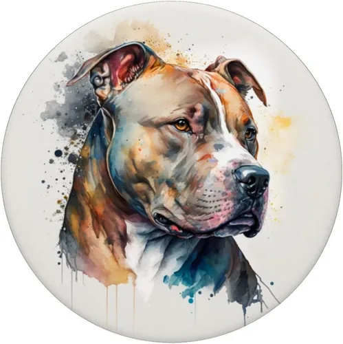Vista 3 de Pitbull - Diseño de acuarela para perros PopSockets intercambiables PopGrip