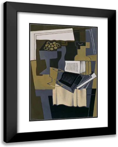 Vista 3 de ArtDirect Gris, Juan 19x24 Black Modern Framed Art Print Titled: Grapes Glass and Book