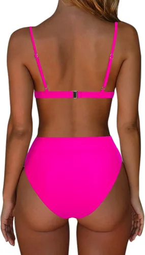 Vista 2 de SUUKSESS Conjunto de bikini de cintura alta para mujer, traje de baño de dos piezas con triángulo sexy