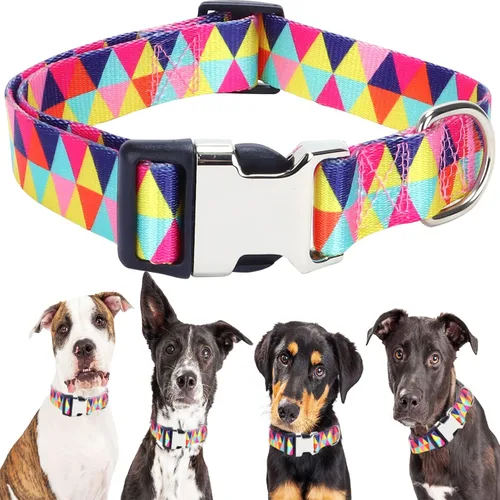 Vista 23 de Collares para perros pequeños, con patrón de impresión 3D, de nailon suave, ajustables, para perros pequeños, medianos, grandes, hembra, niño 1
