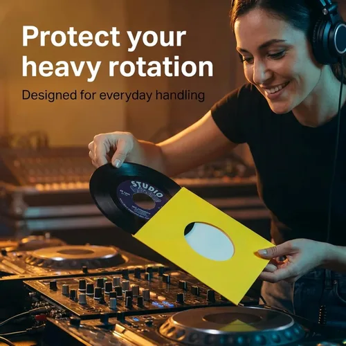 Vista 4 de Fundas para discos de vinilo de 45 rpm – 7 pulgadas, protección sin ácidos, cubiertas de papel multicolor para discos individuales de 7 pulgadas