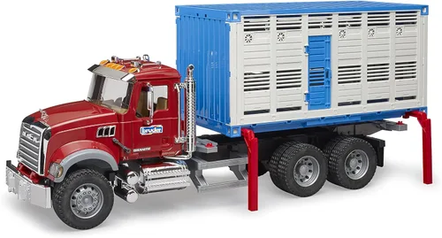 Vista 6 de Bruder 02830 Mack Granite - Camión de transporte de ganado con 1 ganado