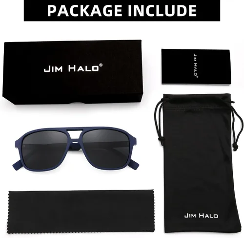 Vista 7 de JIM HALO Lentes de sol polarizados estilo aviador para hombre y mujer, estilo vintage, cuadrados, lentes de conducción