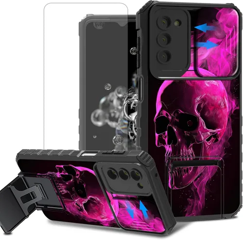 Vista 15 de Funda para teléfono Samsung Galaxy A15 5G con protector de pantalla con cubierta deslizante para cámara y soporte de doble capa híbrida resistente a