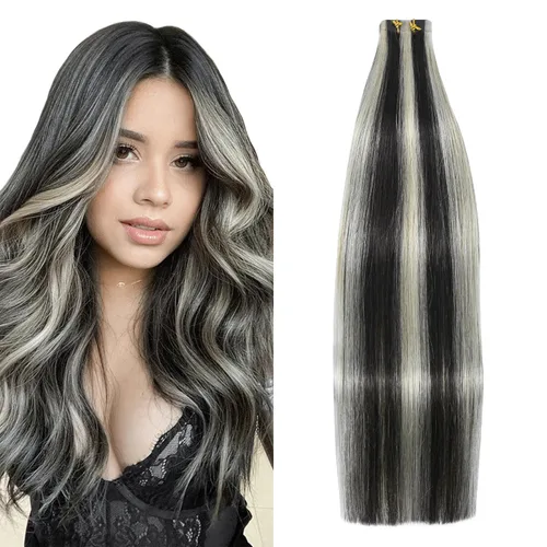 Vista 20 de WindTouch Extensiones de cabello humano con cinta adhesiva, color rojo, 20 unidades, 14 pulgadas, #rojo, 1.06 oz