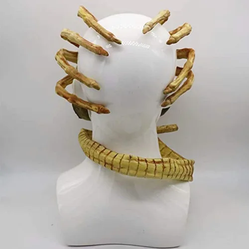 Vista 6 de Máscara facial extraterrestre de xenomorfo máscara facial de látex réplica de garras aterradoras insectos accesorios de Halloween para adultos