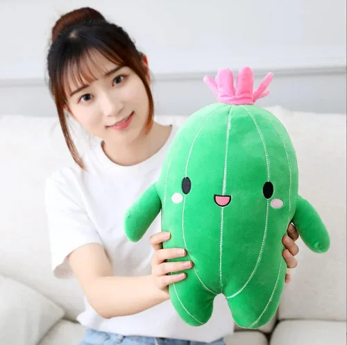 Vista 5 de NatureMan Juguete de peluche de cactus con cara sonriente, súper lindo, almohada de felpa suave de cactus, decoración creativa de plantas de cactus